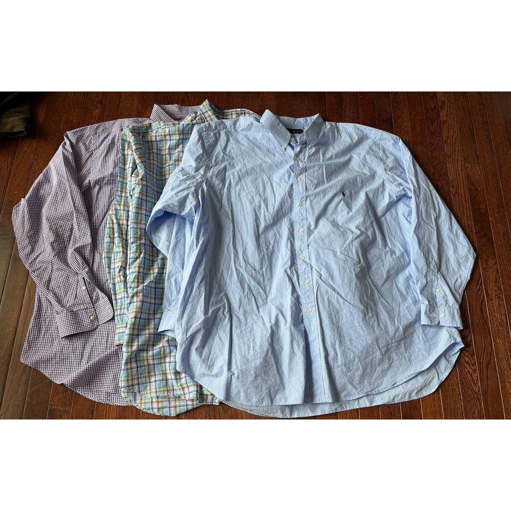Polo Ralph Lauren 4XLT Button Up long Sleeve Shirt Lot Of 3 Gingham Plaid